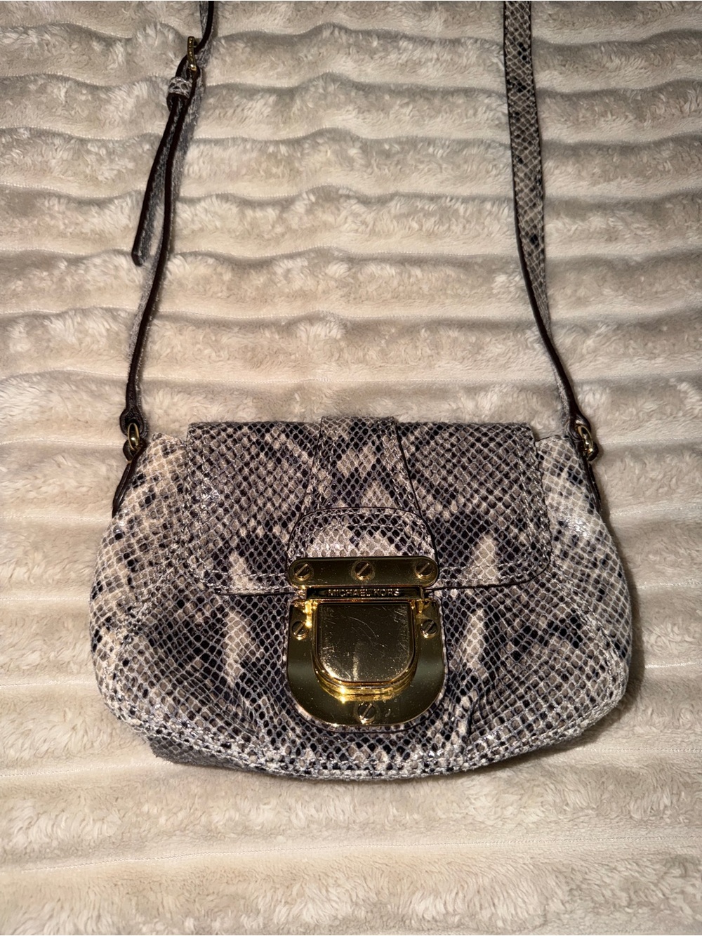 Michael Kors Snake-Print Crossbody Bag with Gold-Tone Hardware